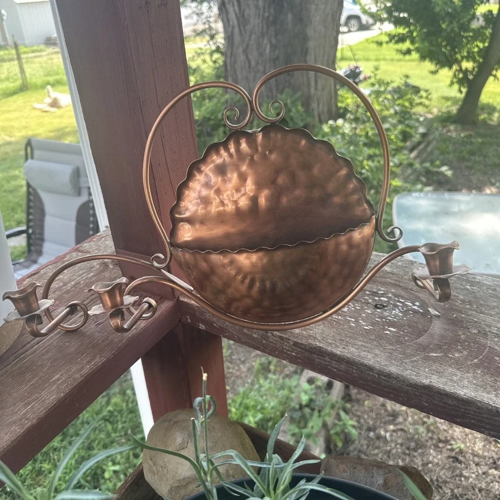 vintage Gregorian solid copper Wall Pocket And Taper Candle Holder